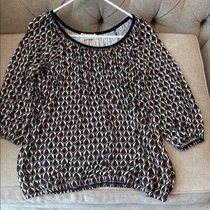 Michael Kors Black and Cream Patterned Blouse